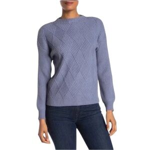 Catherine Malandrino Women’s Blue Diamond Knit Crewneck Sweater Large NWT